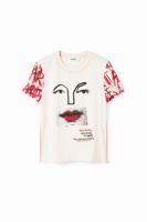 Arty T-shirt met gezicht - WHITE - M