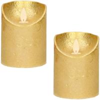 Anna's Collection Stompkaars - 2x - LED - goud - H10 cm - bewegende vlam - kaars