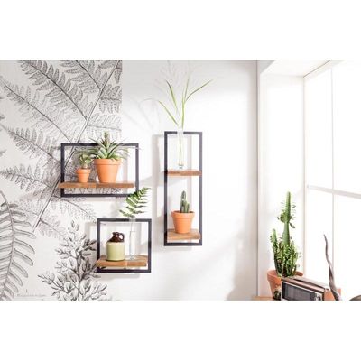 Wandplank Shelfmate D | Hout Metaal | Teak | Bruin Zwart Wandplank Shelfmate D | Hout Metaal | Teak | Bruin Zwart