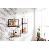 Wandplank Shelfmate D | Hout Metaal  | Teak | Bruin Zwart - thumbnail