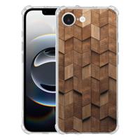 Apple iPhone 16e Hoesje - Wooden Cubes TPU Antishock Apple iPhone 16e Hoesje - Wooden Cubes TPU Antishock