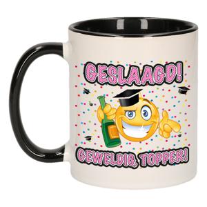 Geslaagd cadeau mok - zwart - Geslaagd! Geweldig, Topper! - keramiek - ca. 300 ml   -