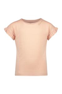 Like Flo Meisjes t-shirt metallic jersey met ruffel - Sorbet