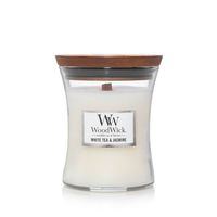 WoodWick Geurkaars Medium White Tea & Jasmine - 11 cm / ø 10 cm - thumbnail