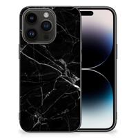 iPhone 15 Pro Marmeren Print Telefoonhoesje Marmer Zwart - Origineel Cadeau Vader