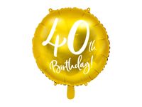 Folieballon 40th Birthday goud (45cm)