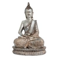 Meditatieve Boeddha in Thaise Stijl: Zilver en Brons - 28 cm - Home & Living - Spiritueelboek.nl