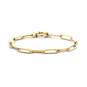 Armband Paperclip-Vierkante Buis geelgoud 4,5 mm 19 cm