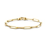 Armband Paperclip-Vierkante Buis geelgoud 4,5 mm 19 cm