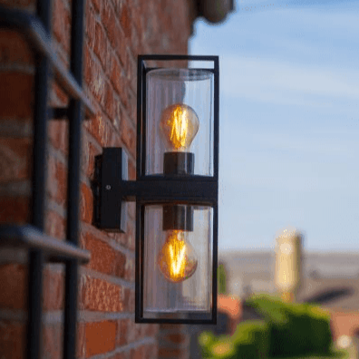 Buitenlamp glas zwart dubbel &apos;Flair&apos; 2x e27 39 cm