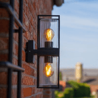 Buitenlamp glas zwart dubbel &apos;Flair&apos; 2x e27 39 cm