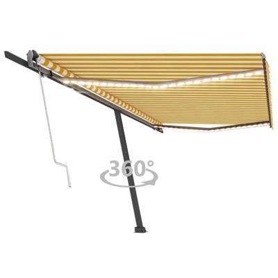 Luifel automatisch met LED en windsensor 500x300 cm geel en wit