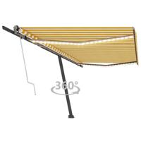 Luifel automatisch met LED en windsensor 500x300 cm geel en wit