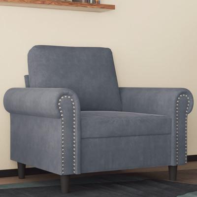 Fauteuil 60 cm fluweel donkergrijs