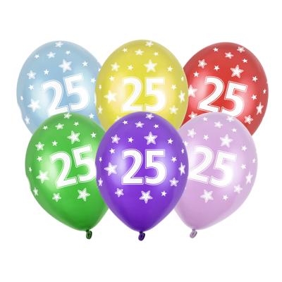 Verjaardag feest ballon - leeftijd 25 jaar - 6x stuks - ballonnen met sterretjes