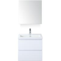 Vogue Badmeubelset 60 cm - Greeplijst in Kleur - Wit Hoogglans - Keramische Wastafel Wit 1 Kraangat met Spiegelkast