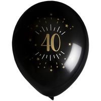 Verjaardag leeftijd ballonnen 40 jaar - 8x - zwart/goud - 23 cm - Feestartikelen/versieringen - thumbnail