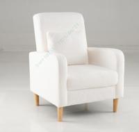 Teddy Fauteuil met Lendensteun & Houten Poten Gevoerde Loungestoel tot 150 kg Belastbaar Beige