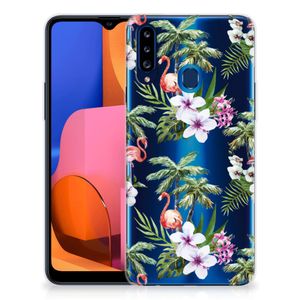 Samsung Galaxy A20s TPU Hoesje Flamingo Palms