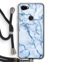 Blauw marmer: Pixel 3a Transparant Hoesje met koord