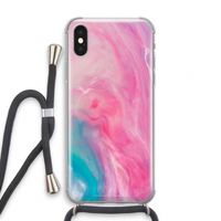 Roze explosie: iPhone XS Transparant Hoesje met koord