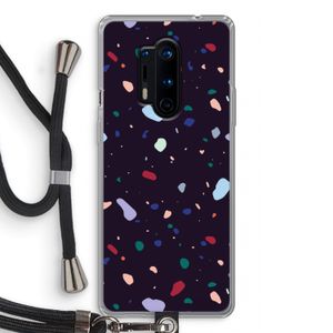 Dark Rounded Terrazzo: OnePlus 8 Pro Transparant Hoesje met koord