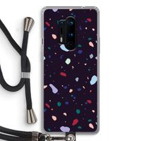 Dark Rounded Terrazzo: OnePlus 8 Pro Transparant Hoesje met koord