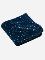 Dekentje in microvezel met sterrenprint Basics marineblauw / sterren Dekentje in microvezel met sterrenprint Basics marineblauw / sterren