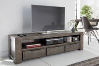 Massief tv-meubel IRON CRAFT 170cm grijs mangohouten lowboard 3 lades - 39279