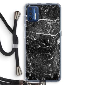 Zwart marmer: Motorola Moto G9 Plus Transparant Hoesje met koord