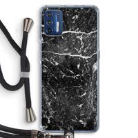 Zwart marmer: Motorola Moto G9 Plus Transparant Hoesje met koord