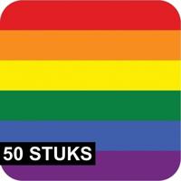 Regenboog thema print Bierviltjes - onderzetters - 50x stuks - karton - Pride - feestartikelen