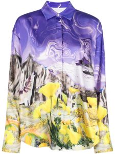 MSGM chemise satinée à imprimé Magma - Violet