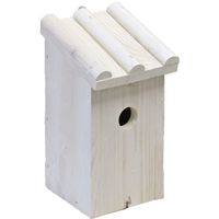 Nestkast/vogelhuisje hout wit ribdak 14 x 16 x 27 cm   - - thumbnail