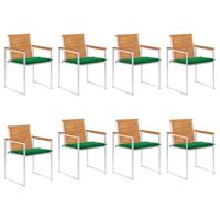 Tuinstoelen 8 st met kussens massief acaciahout