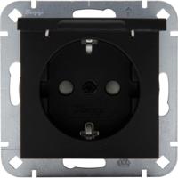 Enzo Kopp hk07 pure mat zwart inbouw stopcontact ra met deksel + kinderbeveiliging - 4624650