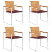 Tuinstoelen 4 st met kussens massief teakhout