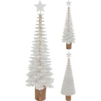 Decoratie Houten Kerstboom 12x40 cm Wit Assorti