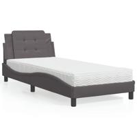 Bed met matras kunstleer grijs 90x200 cm