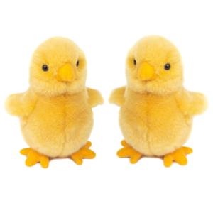 Knuffeldier Kippen kuiken - 2x - zachte pluche - premium kwaliteit knuffels - geel - 10 cm