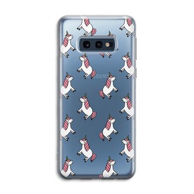 Eenhoorns overal: Samsung Galaxy S10e Transparant Hoesje