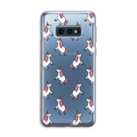 Eenhoorns overal: Samsung Galaxy S10e Transparant Hoesje