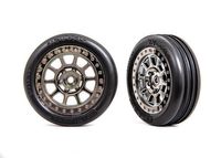 Traxxas - Tires & wheels, assembled (2.2' black chrome wheels, Alias ribbed 2.2' tires) (2) (Bandit front, medium compound w/ foam inserts) (TRX-24...