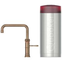Quooker Classic Fusion Square Keukenkraan Set - Kokend Warm- en Koud Water - Messing Patina - Inclusief COMBI Reservoir