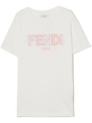 Fendi Kids t-shirt à logo brodé - Blanc