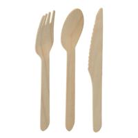 Excellent Houseware wegwerp bestek - hout - 240 delig - wegwerp - lepels - messen - vorken - 16 cm