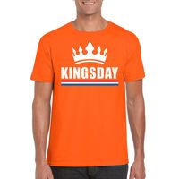 Oranje Kingsday met kroon shirt heren