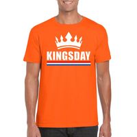 Oranje Kingsday met kroon shirt heren