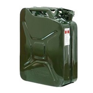 Jerrycan benzine groen metaal 20ltr met UN-keuring