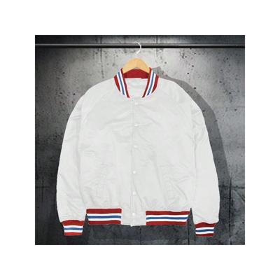 Men's Red Varsity Bomber Jacket - Waterproof Winter Baseball Coat White / L